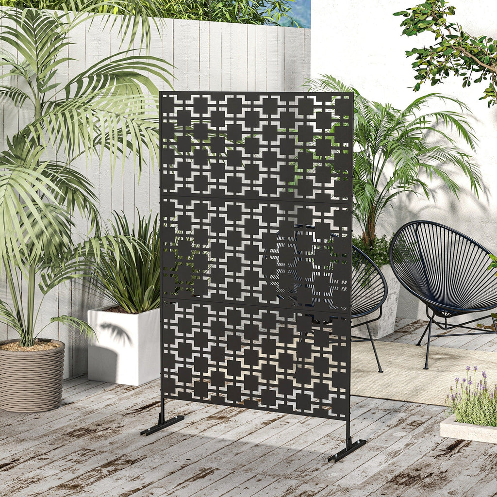 6.5FT Decorative Privacy Screen with Expansion Screws for Garden Pool Hot Tub, Grid Style
