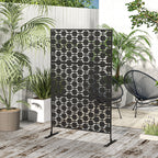 6.5FT Decorative Privacy Screen with Expansion Screws for Garden Pool Hot Tub, Grid Style