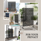 6.5FT Decorative Privacy Screen with Expansion Screws for Garden Pool Hot Tub, Grid Style