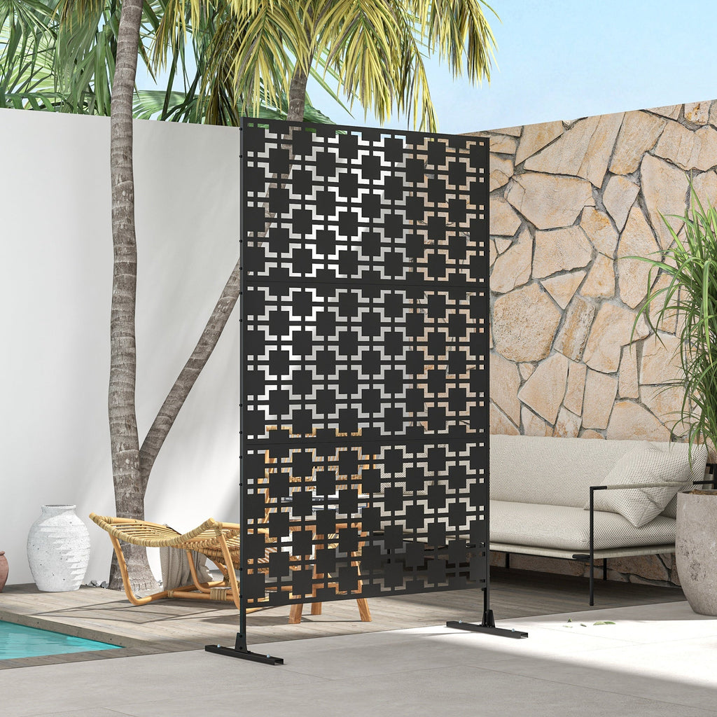 6.5FT Decorative Privacy Screen with Expansion Screws for Garden Pool Hot Tub, Grid Style