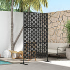6.5FT Decorative Privacy Screen with Expansion Screws for Garden Pool Hot Tub, Grid Style