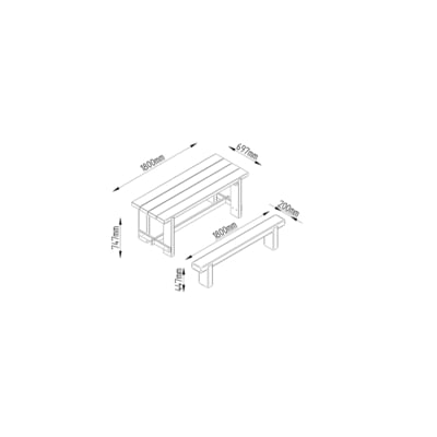 Forest Refectory Table and Sleeper Bench Set x 1.8m