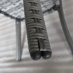 Rattan Coffee Table with Storage Shelf and Glass Top, Mixed Grey