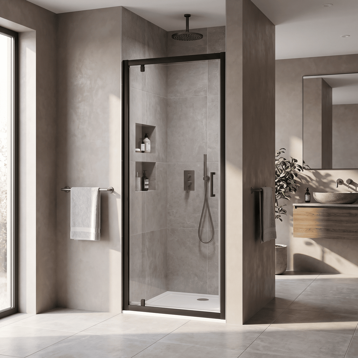 Matrix 6mm Glass Recessed Pivot Shower Door