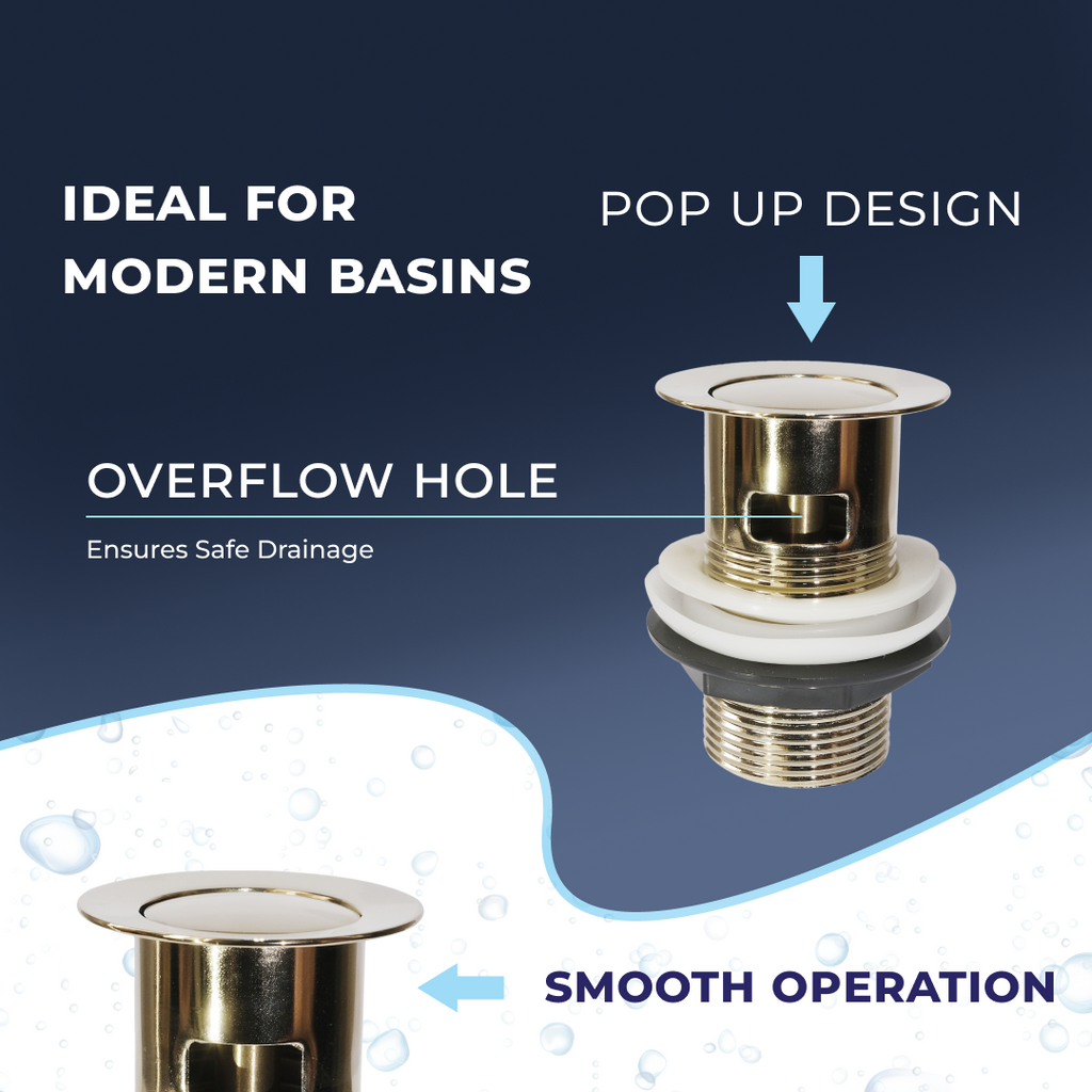 Stream Round Waterfall Basin Mixer Tap with Push Button Waste