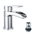 Stream Round Waterfall Basin Mixer Tap with Push Button Waste