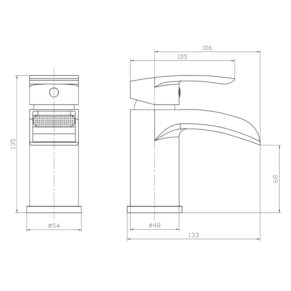Stream Round Waterfall Basin Mixer Tap with Push Button Waste