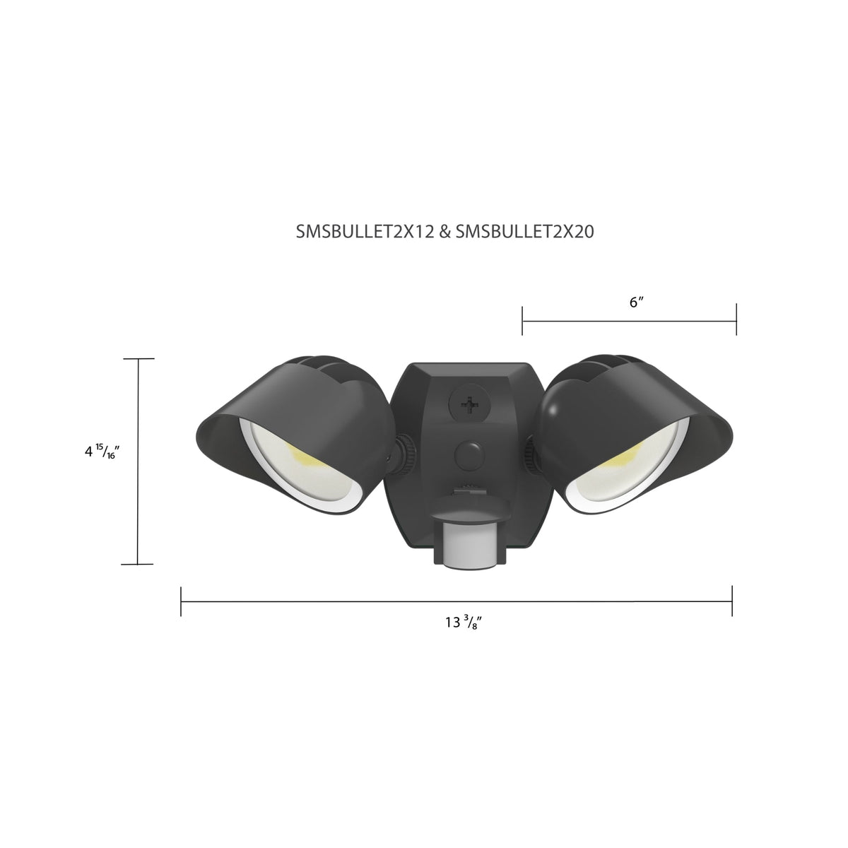 RAB SMSBULLET2X20W Field Adjustable Flood Light 40W 4190 Lumens Selectable CCT 120-277V Motion Sensor White