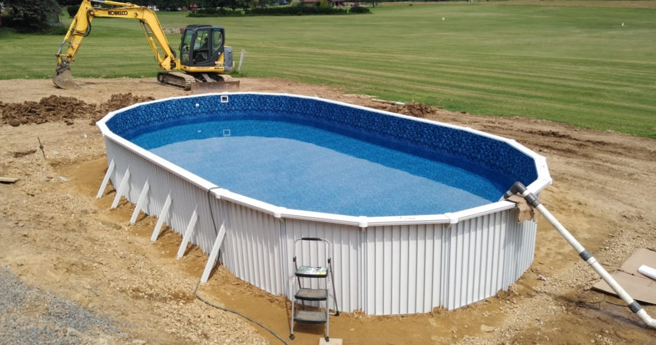 12' x 18' x 52" Oval Aquasports Aluminum Panel Semi-Inground Oval Combo Pool