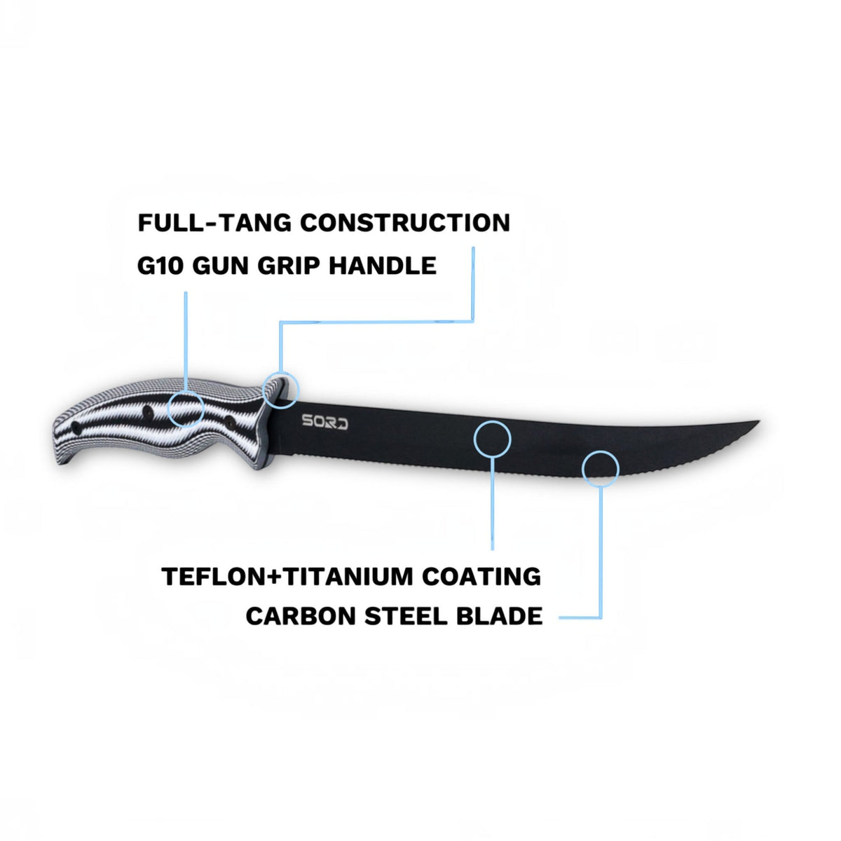 SORD Fishing Products 9in Serrated Blade Knife