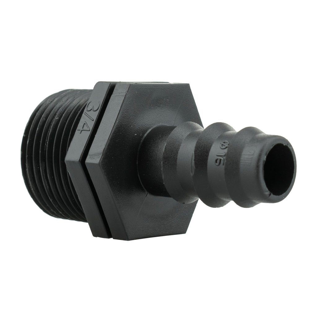 16mm Barbed Straight with BSPF-Quick Connect Valve & Hose Connector Black Soft