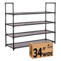 4 Tier Shoe Organizer, Sturdy Long Shoe Rack for Closet, Bedroom, Entryway, Garage, Non Woven Fabric Shelf, Black, Holds Up to 20 Pairs