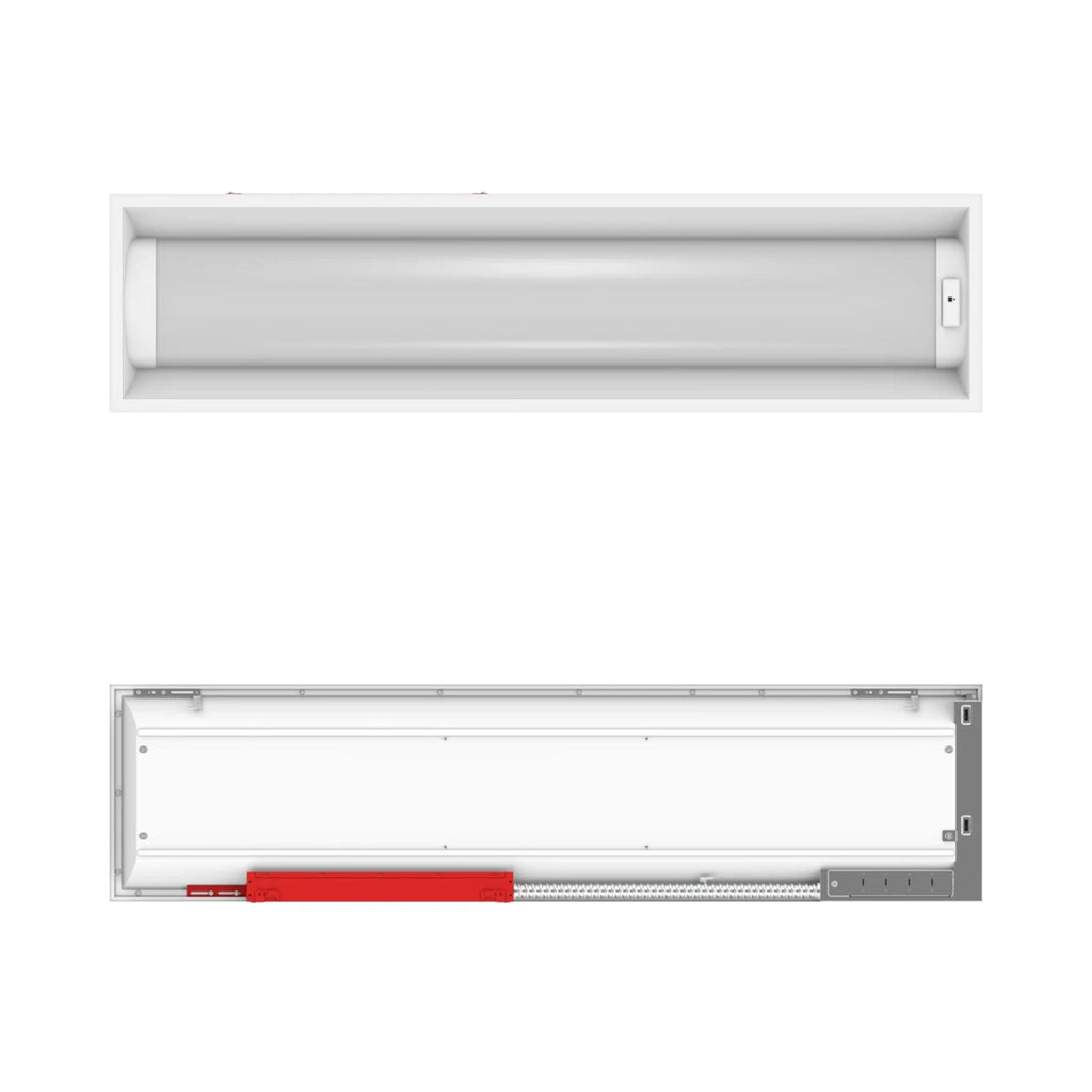 RAB SWISH1X4/MVS/E LED Center Basket Troffer — 35W/26W/18W Selectable — 3500K/4000K/5000K — Microwave Sensor — Battery Backup — White
