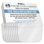 Replacement Face Shields Only (40 Packs of 10), Glasses Frames Not Included, Ultra Clear, Protect Eyes Mouth, Anti-Fog PET Plastic