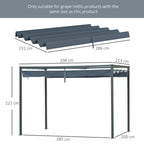 Retractable Pergola Replacement Cover, UV30+ Protected Fabric for 2.85 x 2m Pergola, Dark Grey