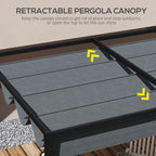 Retractable Pergola Replacement Cover, UV30+ Protected Fabric for 2.85 x 2m Pergola, Dark Grey
