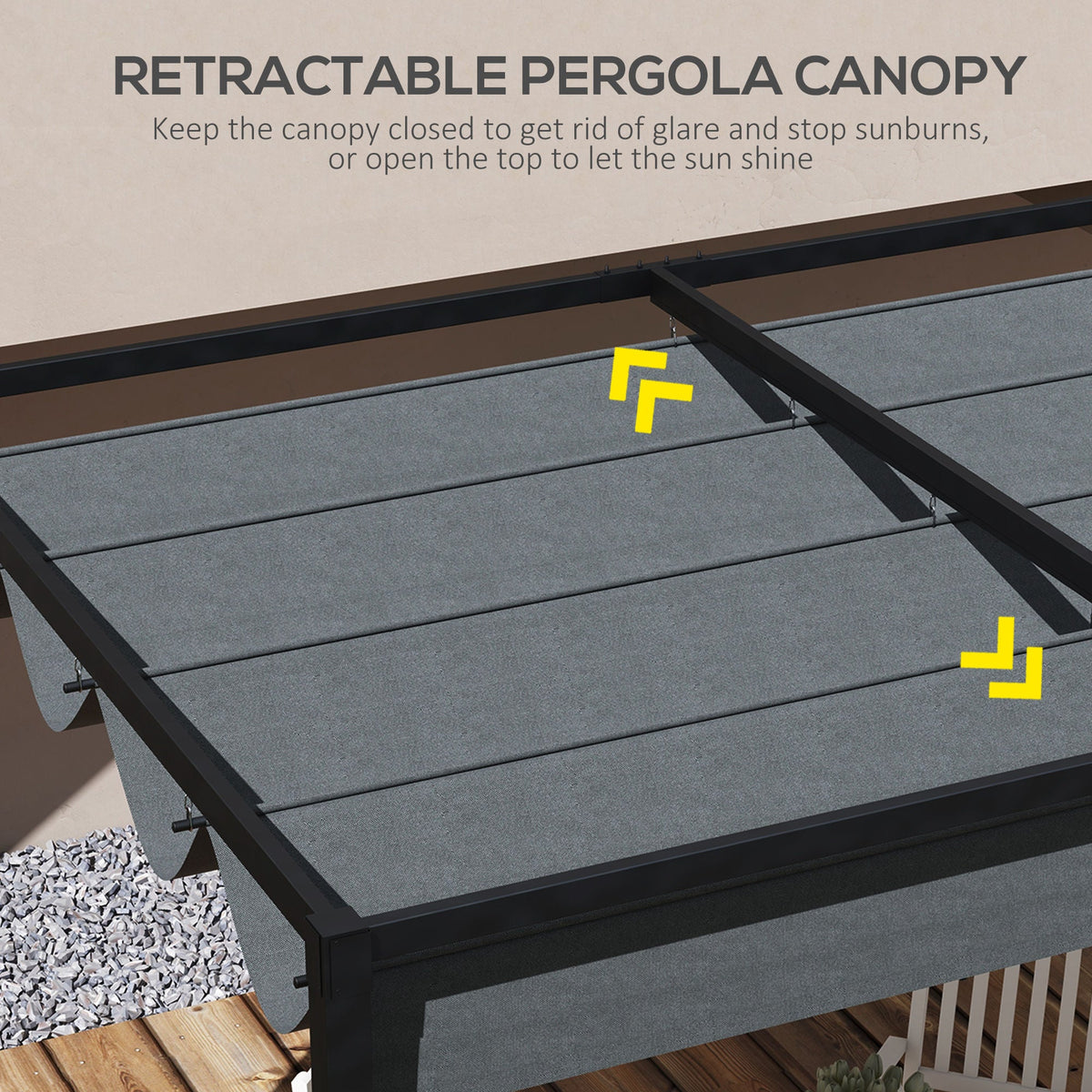 Retractable Pergola Replacement Cover, UV30+ Protected Fabric for 2.85 x 2m Pergola, Dark Grey