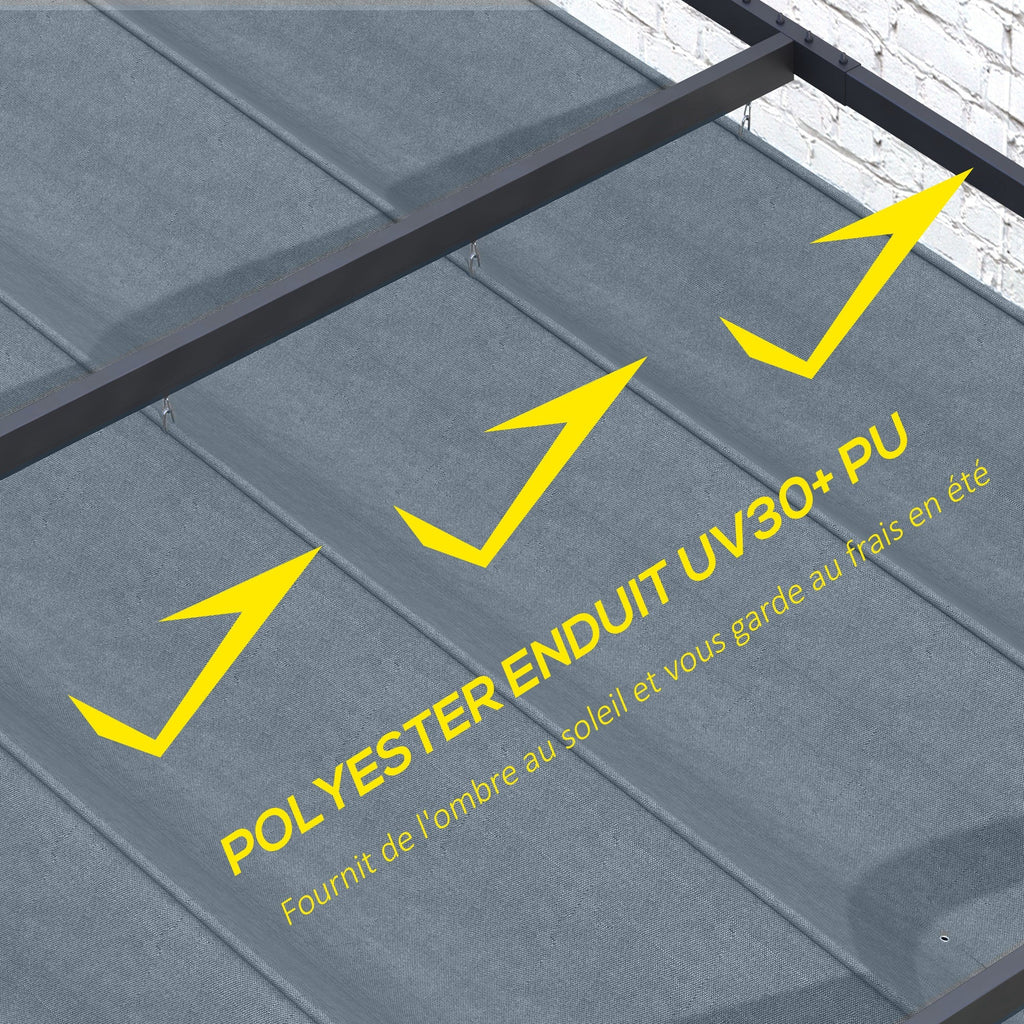 Retractable Pergola Replacement Cover, UV30+ Protected Fabric for 2.85 x 2m Pergola, Dark Grey