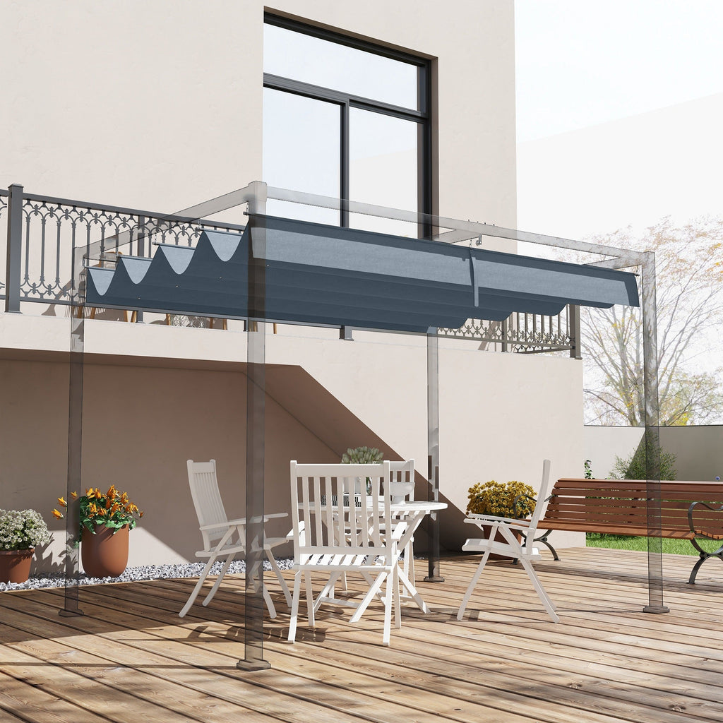 UV30+ Retractable Canopy for 9.8'x7.1' Pergola, Dark Grey