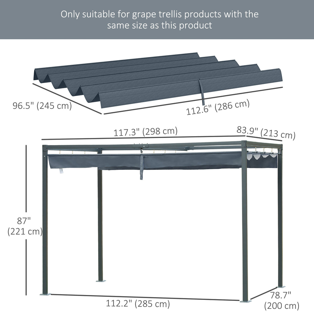 UV30+ Retractable Canopy for 9.8'x7.1' Pergola, Dark Grey
