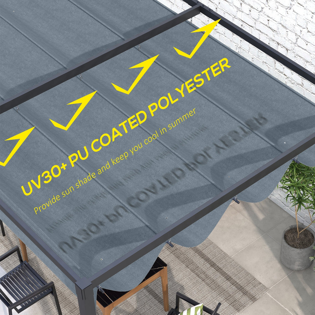 UV30+ Retractable Canopy for 9.8'x7.1' Pergola, Dark Grey