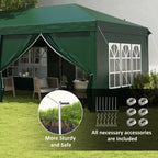 3 x 6m Garden Pop Up Gazebo, Wedding Party Tent with Sidewalls, Windows, Carry Bag, Green