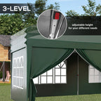 3 x 6m Garden Pop Up Gazebo, Wedding Party Tent with Sidewalls, Windows, Carry Bag, Green