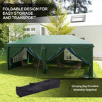 3 x 6m Garden Pop Up Gazebo, Wedding Party Tent with Sidewalls, Windows, Carry Bag, Green