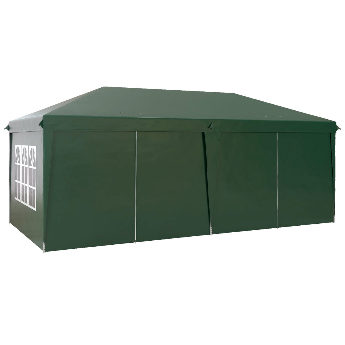 3 x 6m Garden Pop Up Gazebo, Wedding Party Tent with Sidewalls, Windows, Carry Bag, Green