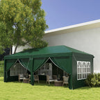 3 x 6m Garden Pop Up Gazebo, Wedding Party Tent with Sidewalls, Windows, Carry Bag, Green