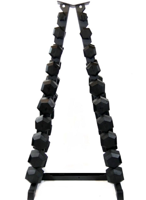 Swiss Barbell 1kg - 10kg Rubber Hex Dumbbell Set with Rack