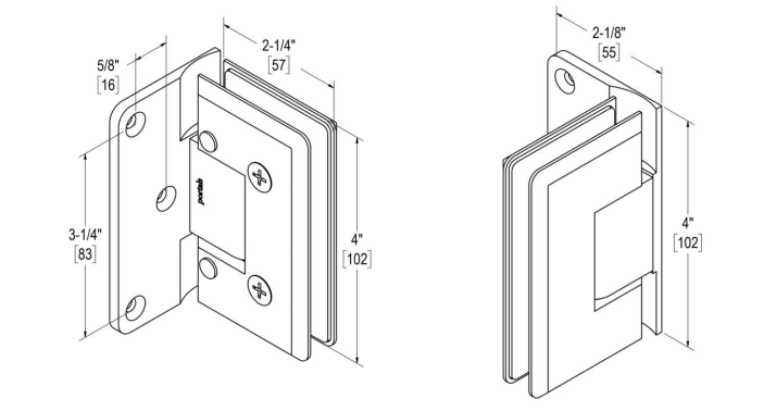 Oceana Heavy Duty Adjustable 90° Wall-Glass Hinge with Offset Backplate