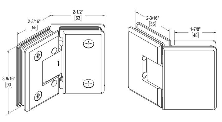Oceana Standard Duty Adjustable 135° Glass-Glass Hinge