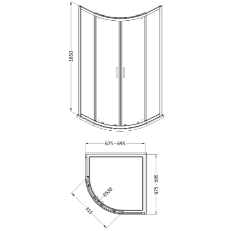 Foundry 5mm Glass 2 Door Quadrant Shower Enclosure - Chrome