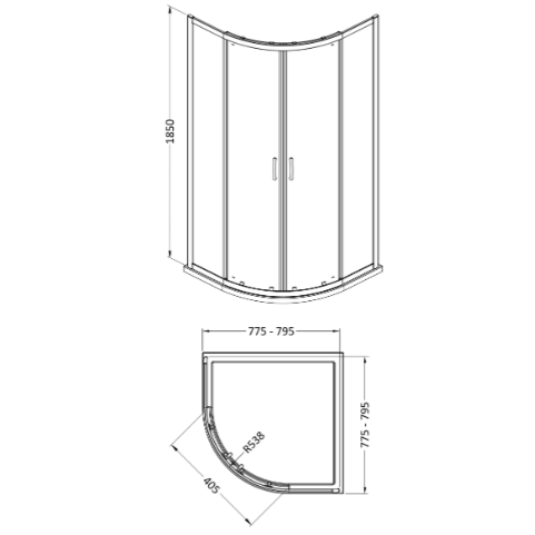 Foundry 5mm Glass 2 Door Quadrant Shower Enclosure - Chrome