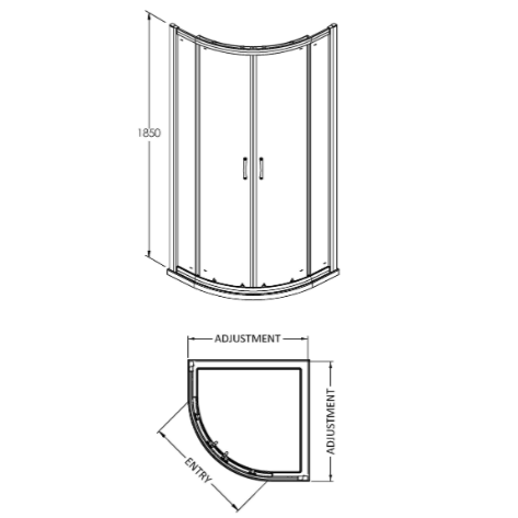 Foundry 5mm Glass 2 Door Quadrant Shower Enclosure - Chrome