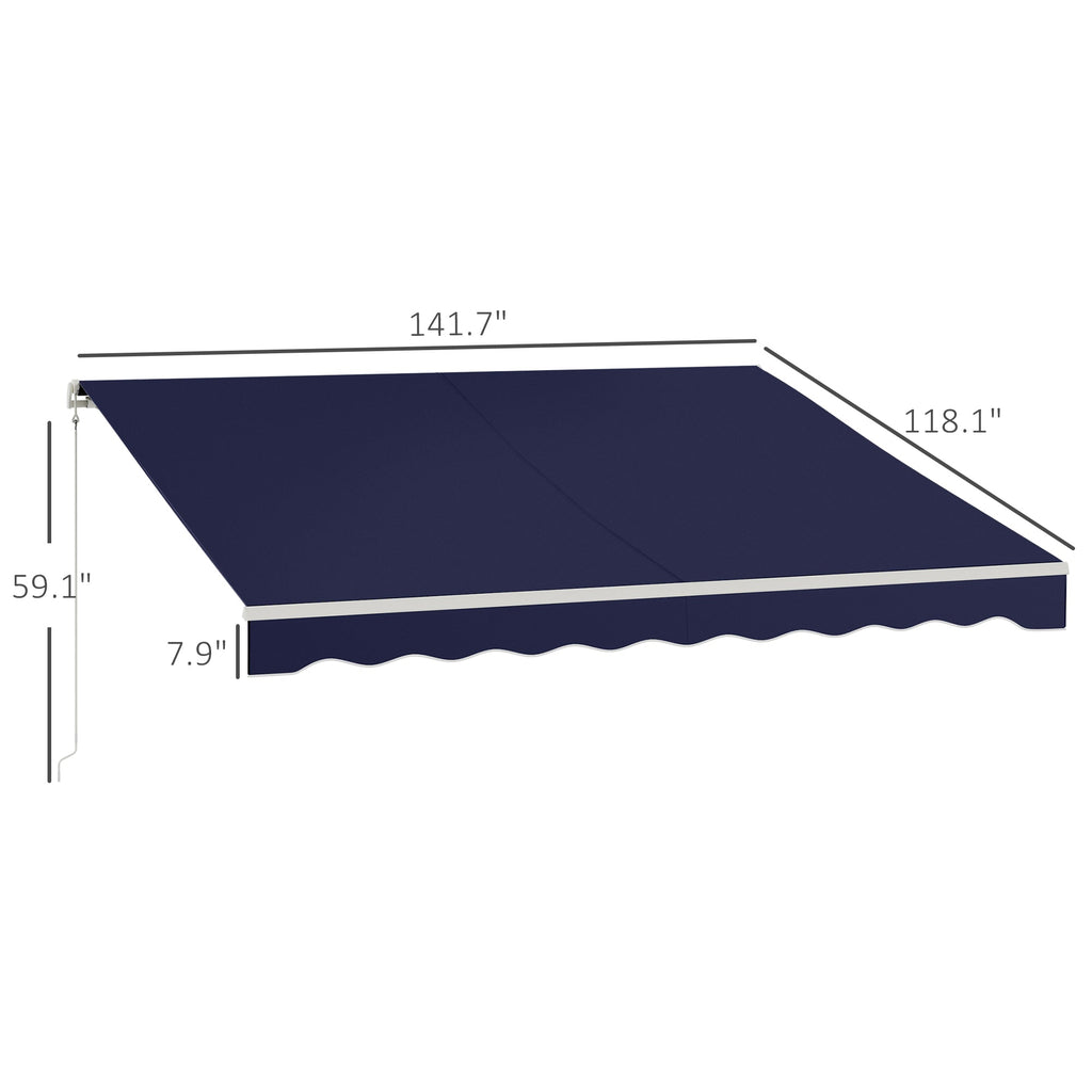 12' x 10' Electric Retractable Awning with Remote & Crank Handle, Blue