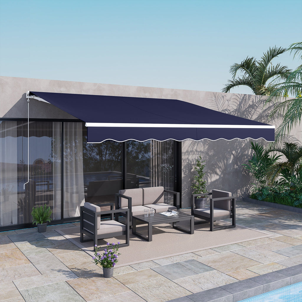 12' x 10' Electric Retractable Awning with Remote & Crank Handle, Blue