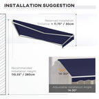12' x 10' Electric Retractable Awning with Remote & Crank Handle, Blue