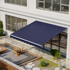 12' x 10' Electric Retractable Awning with Remote & Crank Handle, Blue
