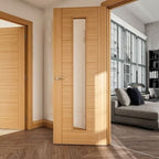 Seville Oak Prefinished 1 Glazed Light Panel Internal Fire Door - All Sizes