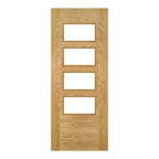 Seville Prefinished Oak Glazed (4 Light/Squares) Internal Door  - All Sizes - Deanta