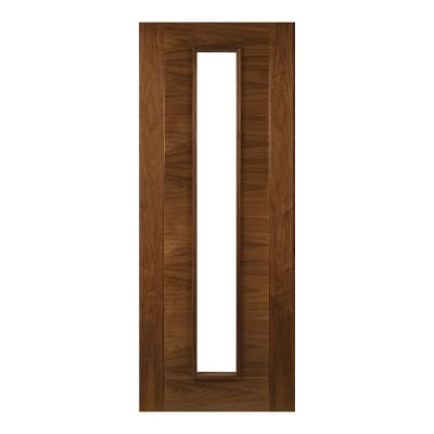 Seville Walnut Prefinished 1 Glazed Light Panel Internal Door - All Sizes