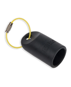 Loon Outdoors Silicone Caddy in black durable silicone with a yellow metal loop, designed for securely holding fishing accessories and small tackle items.