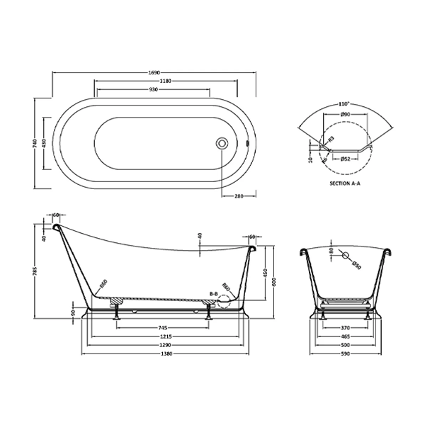 Slipper Boat Bath - All Colours