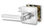 Square Privacy Door Lock Solstice Lever in Satin Chrome
