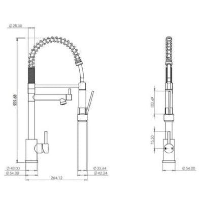Kitchen Mixer w/ Swivel Spout and Directional Spray