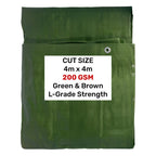 Green/Brown L-Grade Tarpaulin 4m x 4m