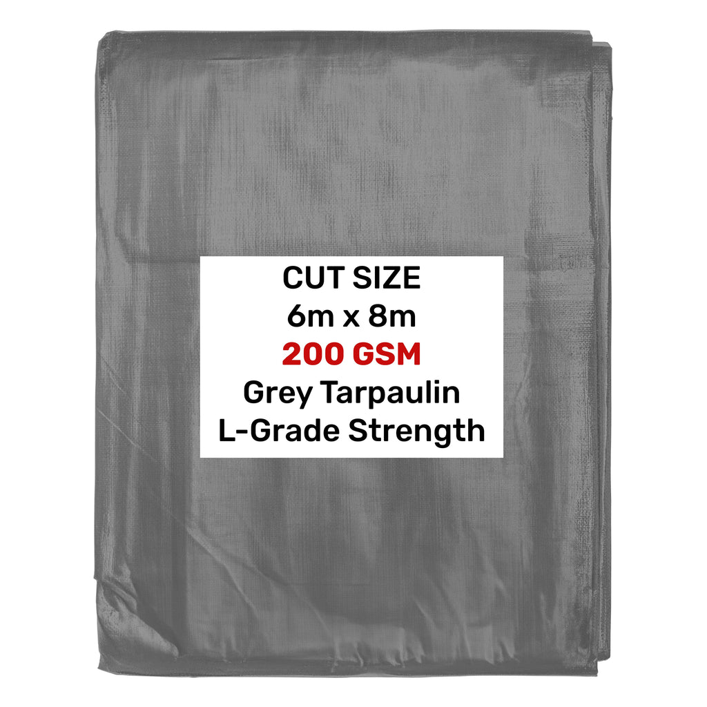 Grey L-Grade Tarpaulin 6m x 8m