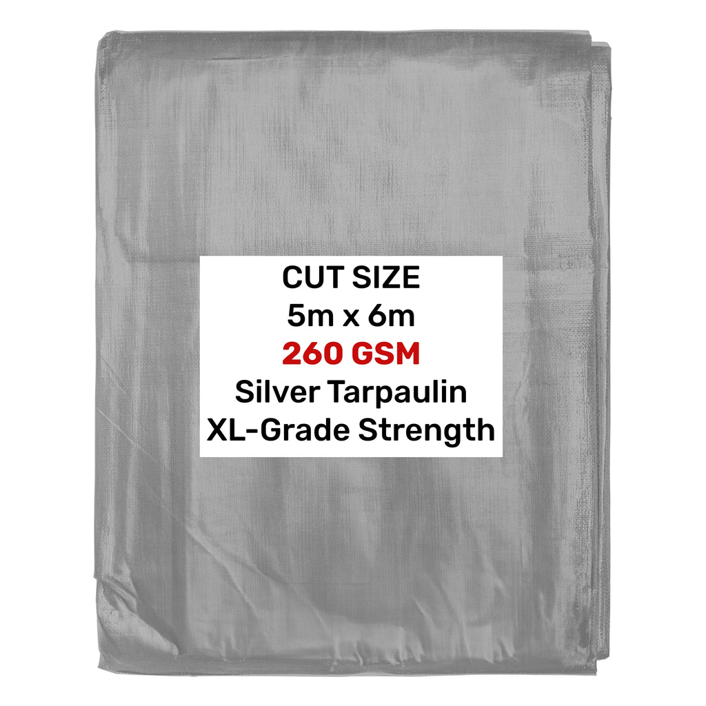 Silver XL-Grade Tarpaulin 5m x 6m